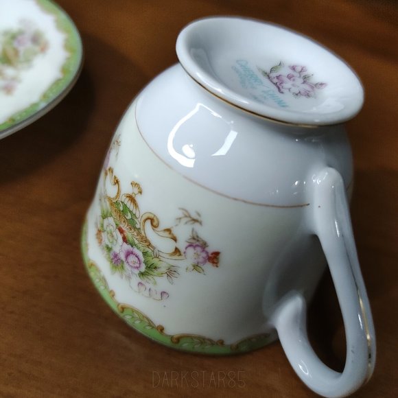 Vintage Cherry China Occupied Japan Floral Demitasse Teacup and Saucer - Picture 4 of 11